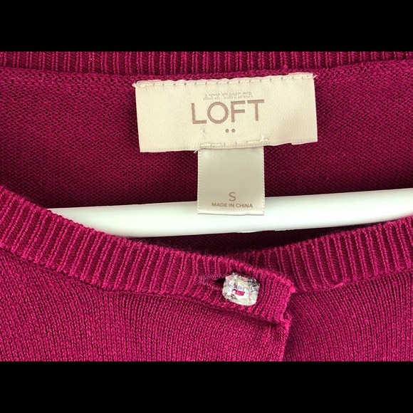 Loft Plum Cardigan Rhinestone Front Button Sweater - Picture 4 of 12